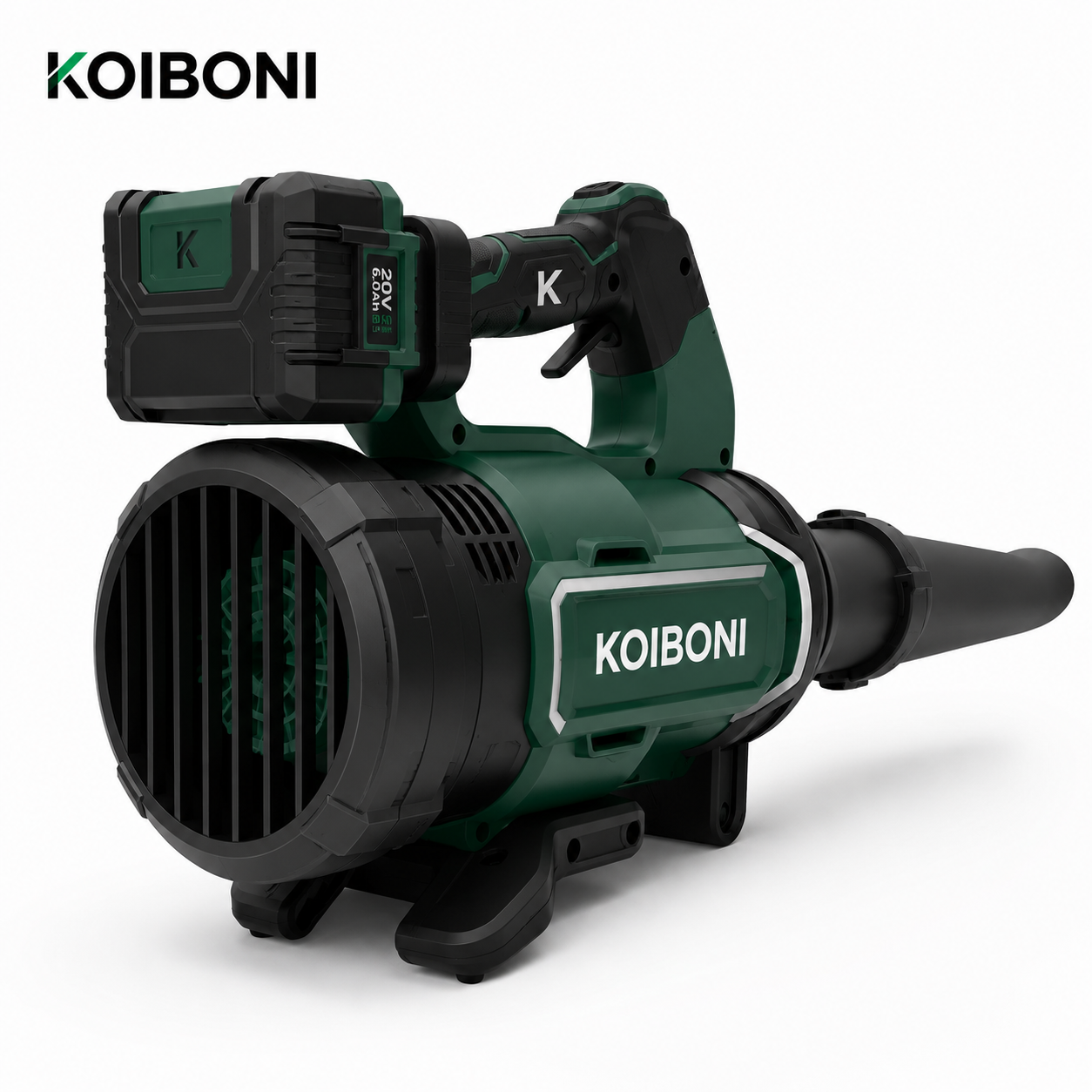 KOIBONI AeroBlast 18V cordless leaf blower with a lightweight design, shown in a vibrant orange color, ready for yard cleanup.