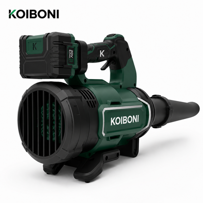 KOIBONI AeroBlast 18V cordless leaf blower with a lightweight design, shown in a vibrant orange color, ready for yard cleanup.
