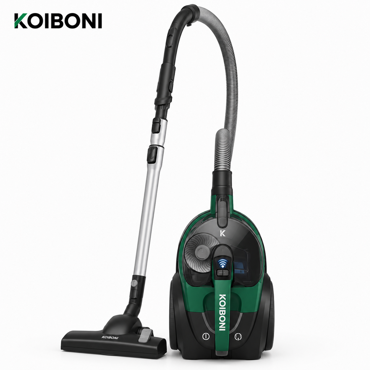 KOIBONI PowerClean X1 bagless vacuum cleaner with a sleek design, showing the main body and vacuum nozzle on a plain background.