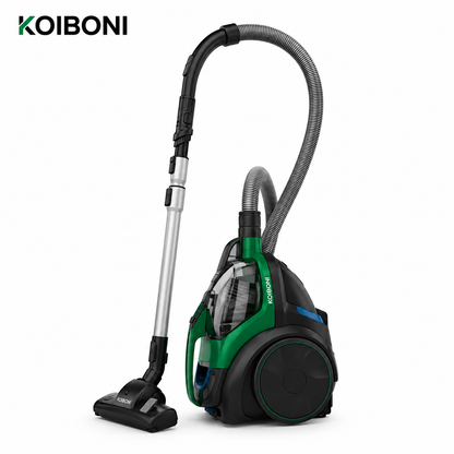 KOIBONI PowerClean X1 bagless vacuum cleaner with a sleek design, showcasing its lightweight body and easy-to-empty dust container.
